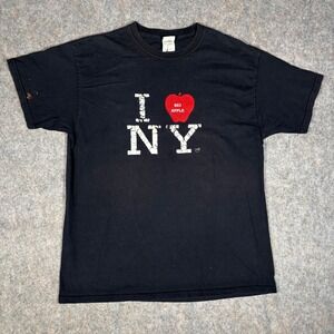 Fruit of the Loom I Heart NY T-Shirt Mens XL Black Big Apple Graphic VTG READ